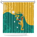 Personalised Boxing Kangaroo Shower Curtain Aussie Oi Oi Oi Sporty National Color - Aussie Hoodie