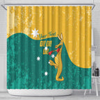 Personalised Boxing Kangaroo Shower Curtain Aussie Oi Oi Oi Sporty National Color - Aussie Hoodie