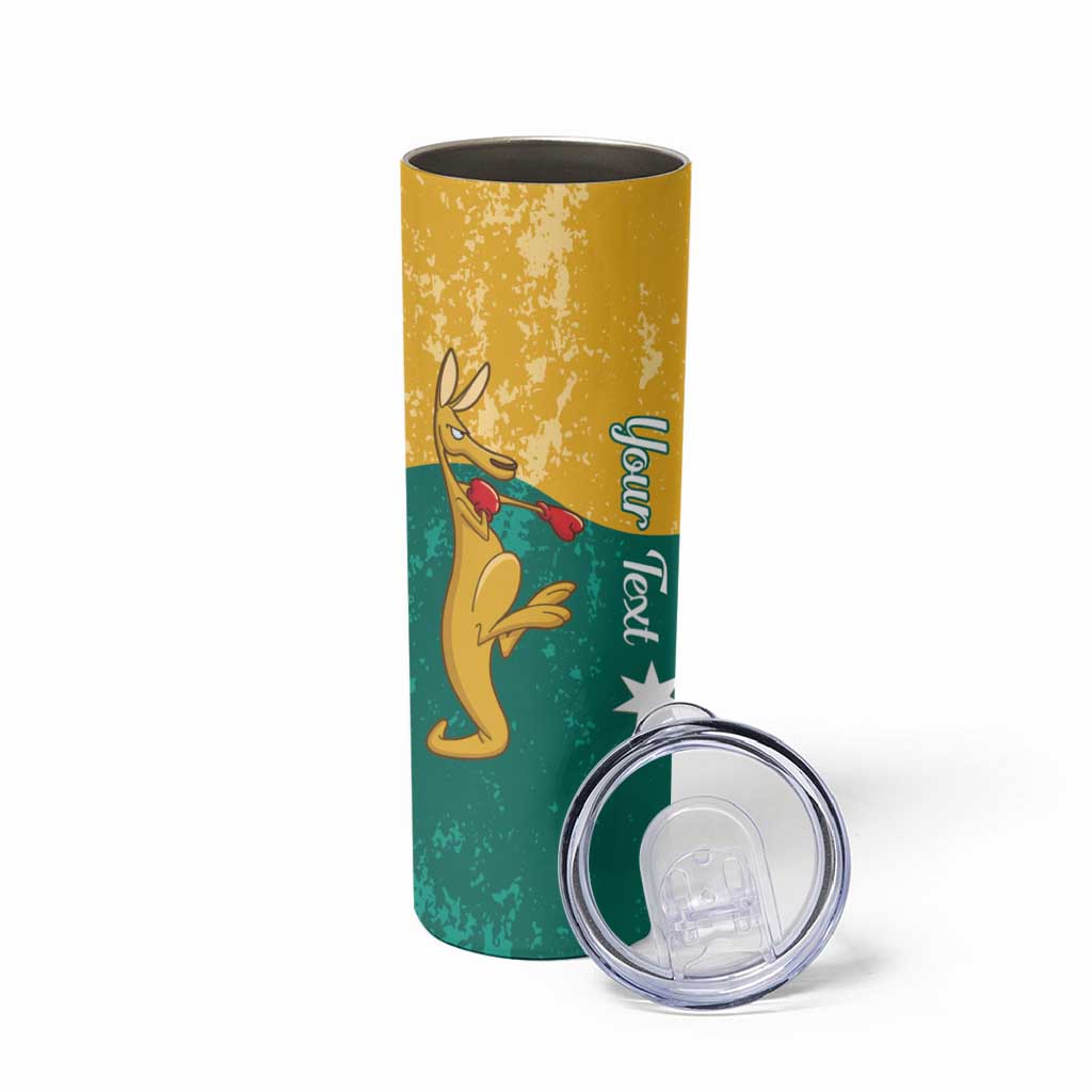 Personalised Boxing Kangaroo Skinny Tumbler Aussie Oi Oi Oi Sporty National Color - Aussie Hoodie