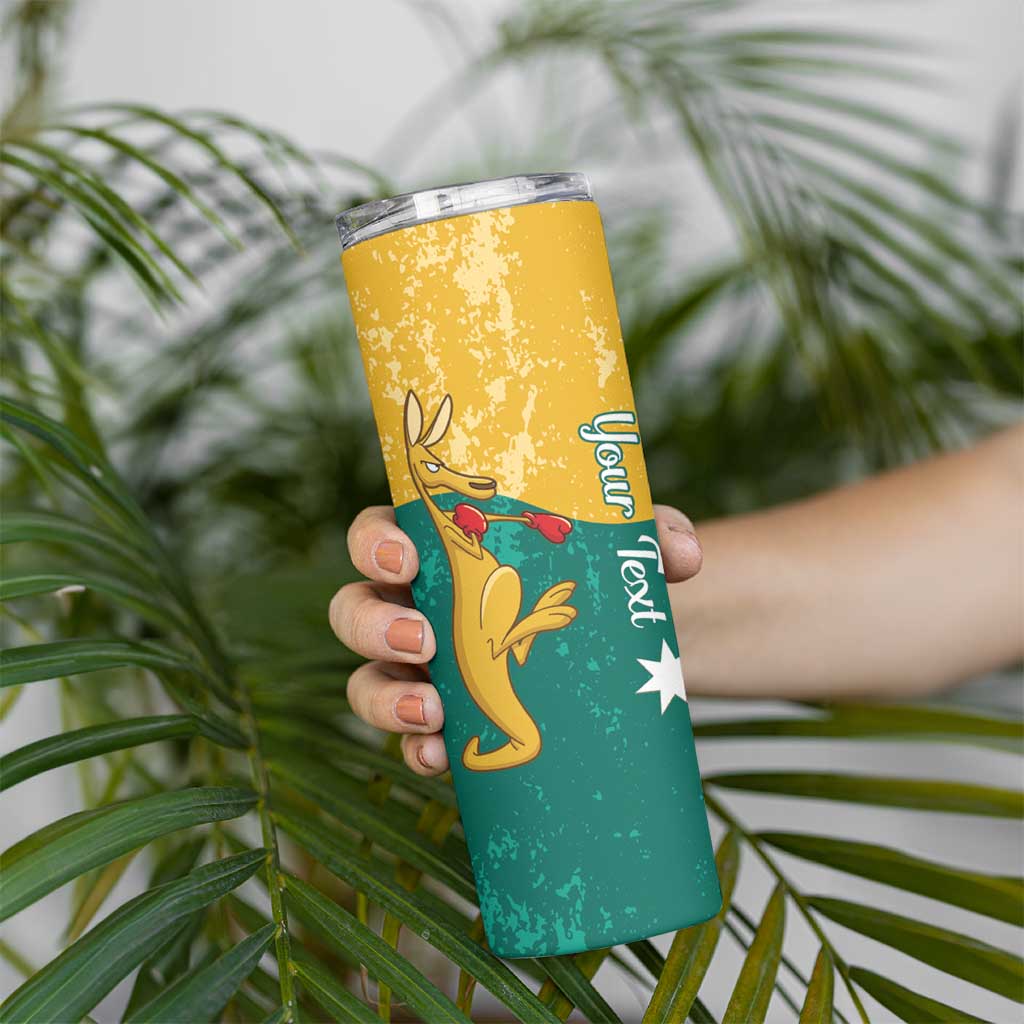 Personalised Boxing Kangaroo Skinny Tumbler Aussie Oi Oi Oi Sporty National Color - Aussie Hoodie