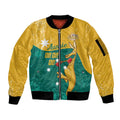 Personalised Boxing Kangaroo Sleeve Zip Bomber Jacket Aussie Oi Oi Oi Sporty National Color - Aussie Hoodie