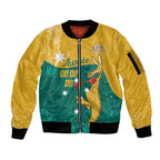 Personalised Boxing Kangaroo Sleeve Zip Bomber Jacket Aussie Oi Oi Oi Sporty National Color - Aussie Hoodie
