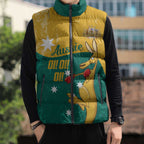 Personalised Boxing Kangaroo Sleeveless Puffer Jacket Aussie Oi Oi Oi Sporty National Color - Aussie Hoodie