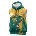 Personalised Boxing Kangaroo Sleeveless Zip Hoodie Aussie Oi Oi Oi Sporty National Color LT14