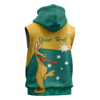 Personalised Boxing Kangaroo Sleeveless Zip Hoodie Aussie Oi Oi Oi Sporty National Color LT14