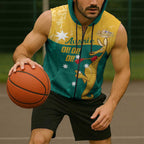 Personalised Boxing Kangaroo Sleeveless Zip Hoodie Aussie Oi Oi Oi Sporty National Color LT14