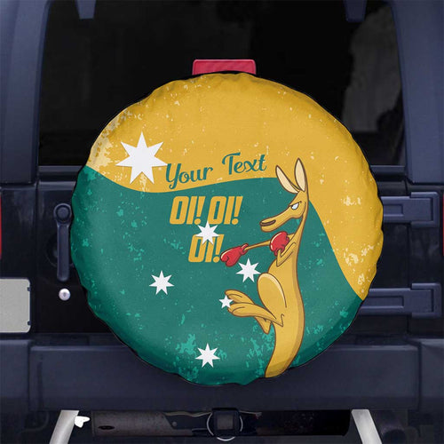 Personalised Boxing Kangaroo Spare Tire Cover Aussie Oi Oi Oi Sporty National Color - Aussie Hoodie