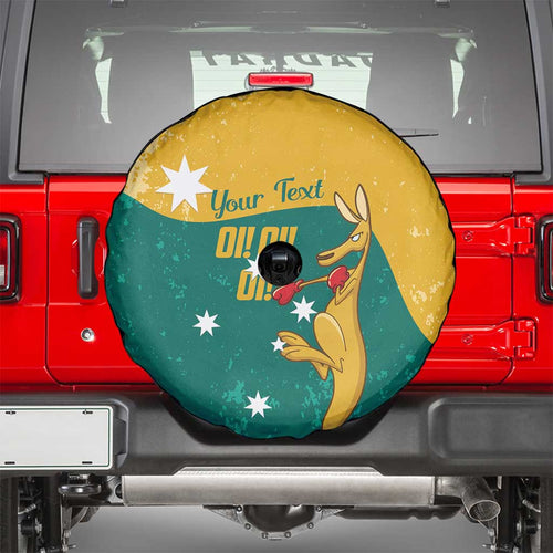 Personalised Boxing Kangaroo Spare Tire Cover Aussie Oi Oi Oi Sporty National Color - Aussie Hoodie