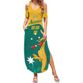 Personalised Boxing Kangaroo Summer Maxi Dress Aussie Oi Oi Oi Sporty National Color - Aussie Hoodie