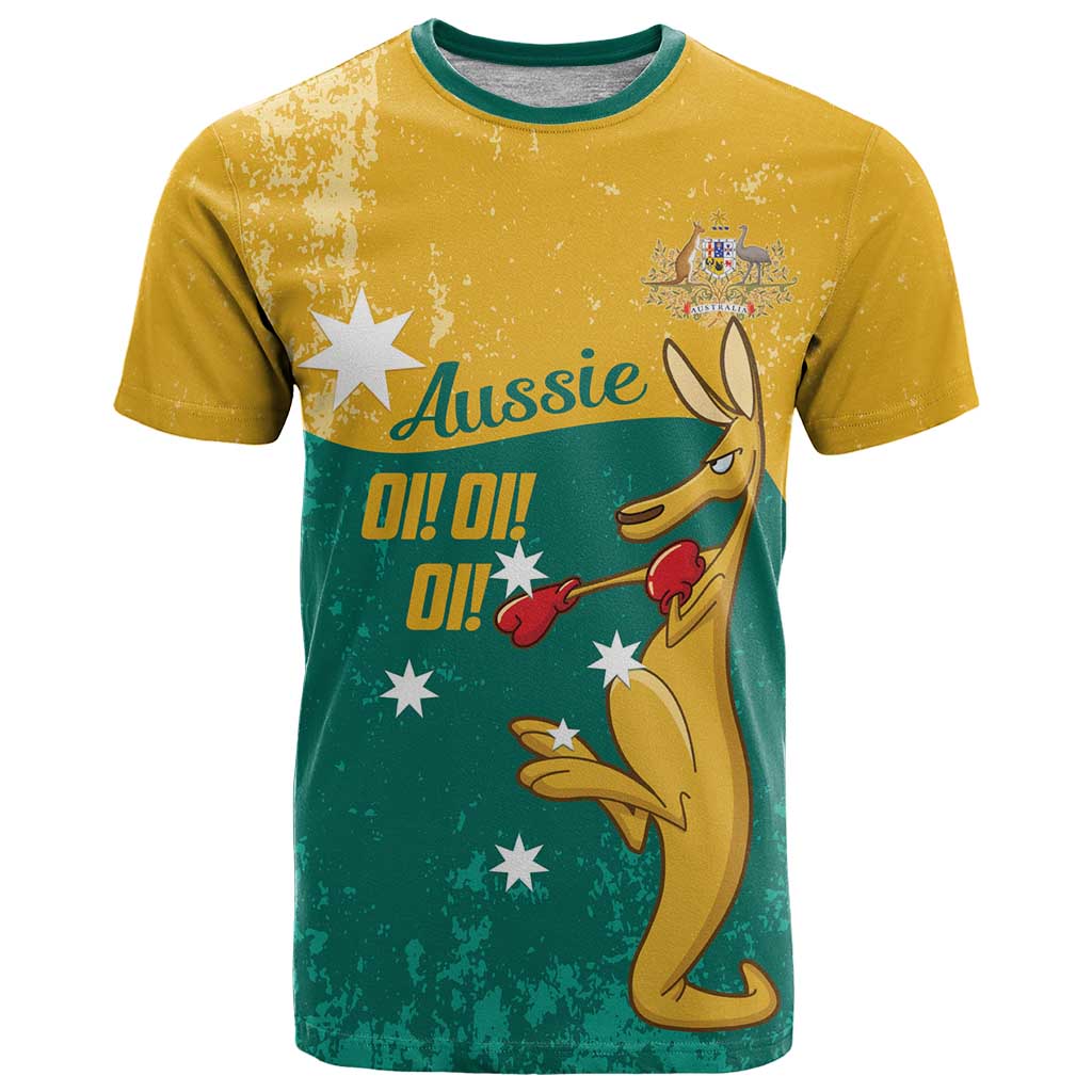 Personalised Boxing Kangaroo T Shirt Aussie Oi Oi Oi Sporty National Color - Aussie Hoodie