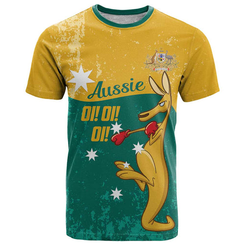 Personalised Boxing Kangaroo T Shirt Aussie Oi Oi Oi Sporty National Color - Aussie Hoodie