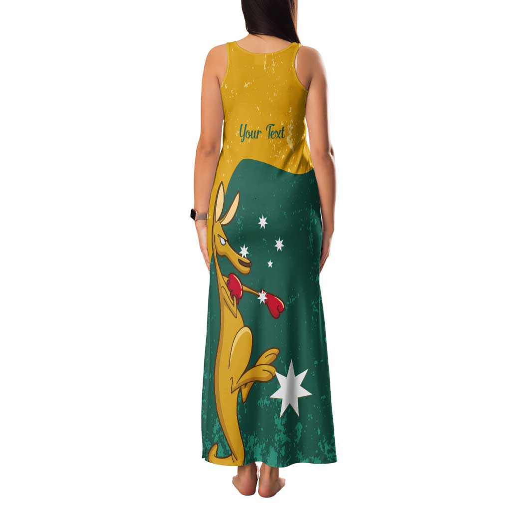 Personalised Boxing Kangaroo Tank Maxi Dress Aussie Oi Oi Oi Sporty National Color - Aussie Hoodie