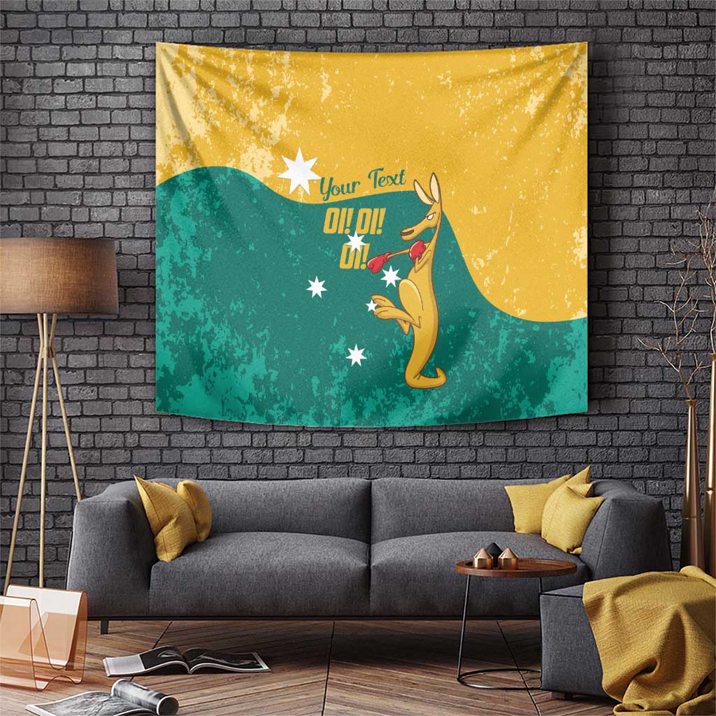 Personalised Boxing Kangaroo Tapestry Aussie Oi Oi Oi Sporty National Color - Aussie Hoodie