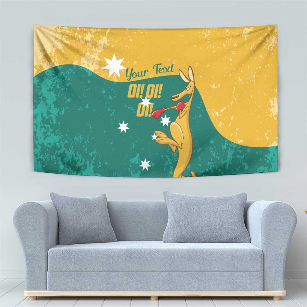 Personalised Boxing Kangaroo Tapestry Aussie Oi Oi Oi Sporty National Color - Aussie Hoodie