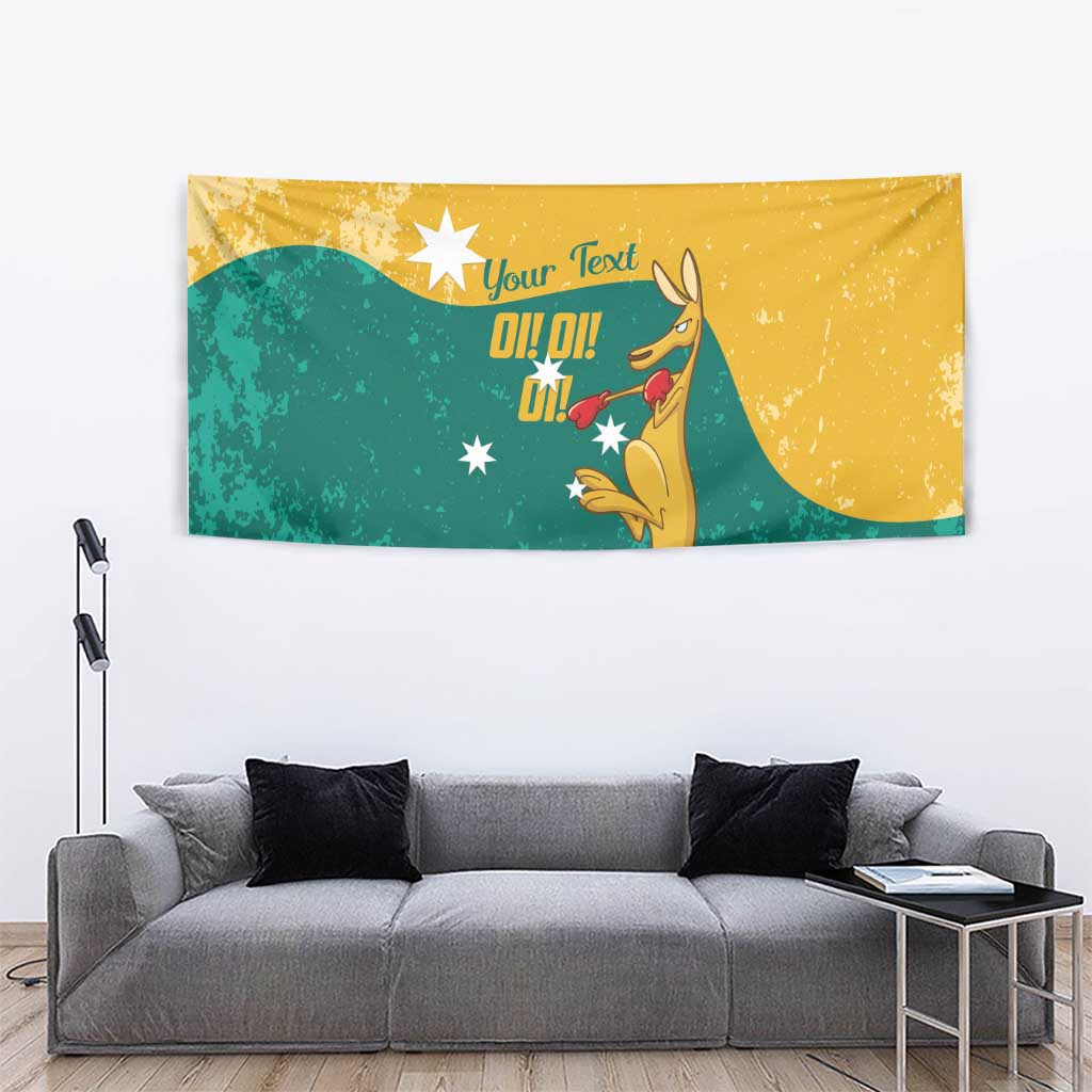 Personalised Boxing Kangaroo Tapestry Aussie Oi Oi Oi Sporty National Color - Aussie Hoodie