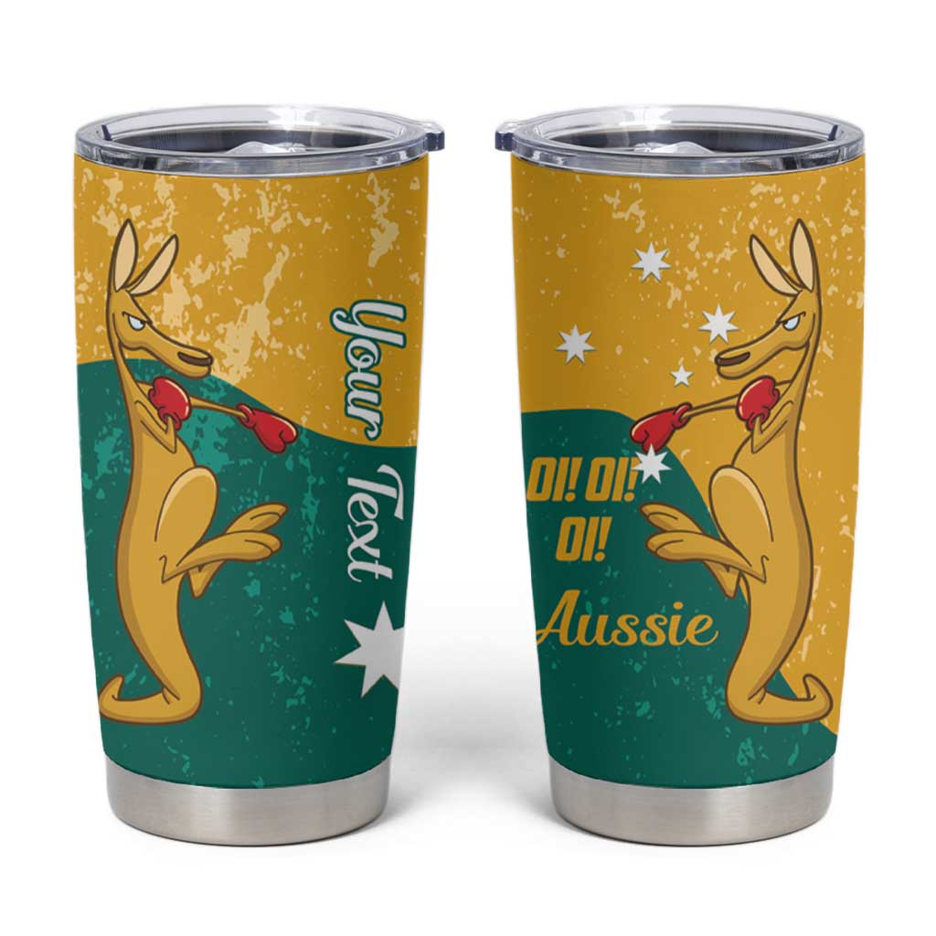 Personalised Boxing Kangaroo Tumbler Cup Aussie Oi Oi Oi Sporty National Color - Aussie Hoodie
