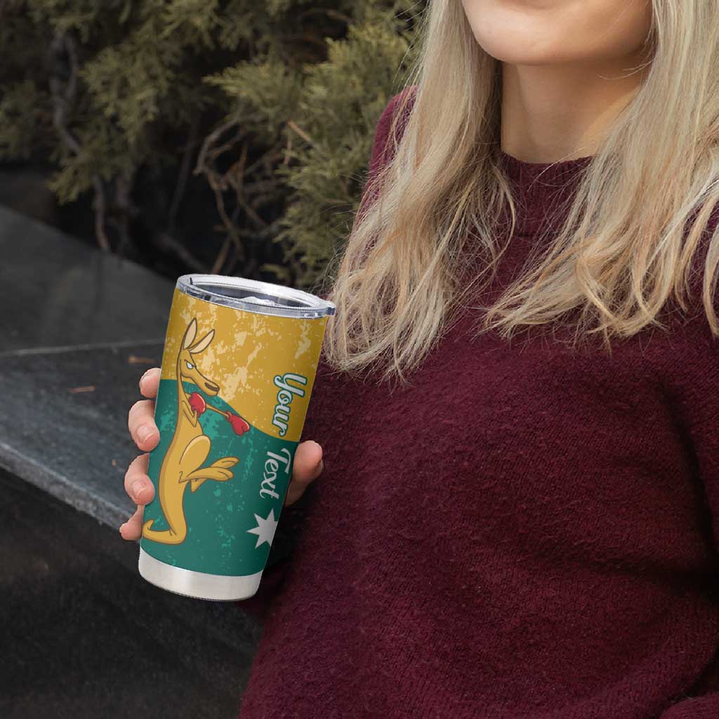 Personalised Boxing Kangaroo Tumbler Cup Aussie Oi Oi Oi Sporty National Color - Aussie Hoodie