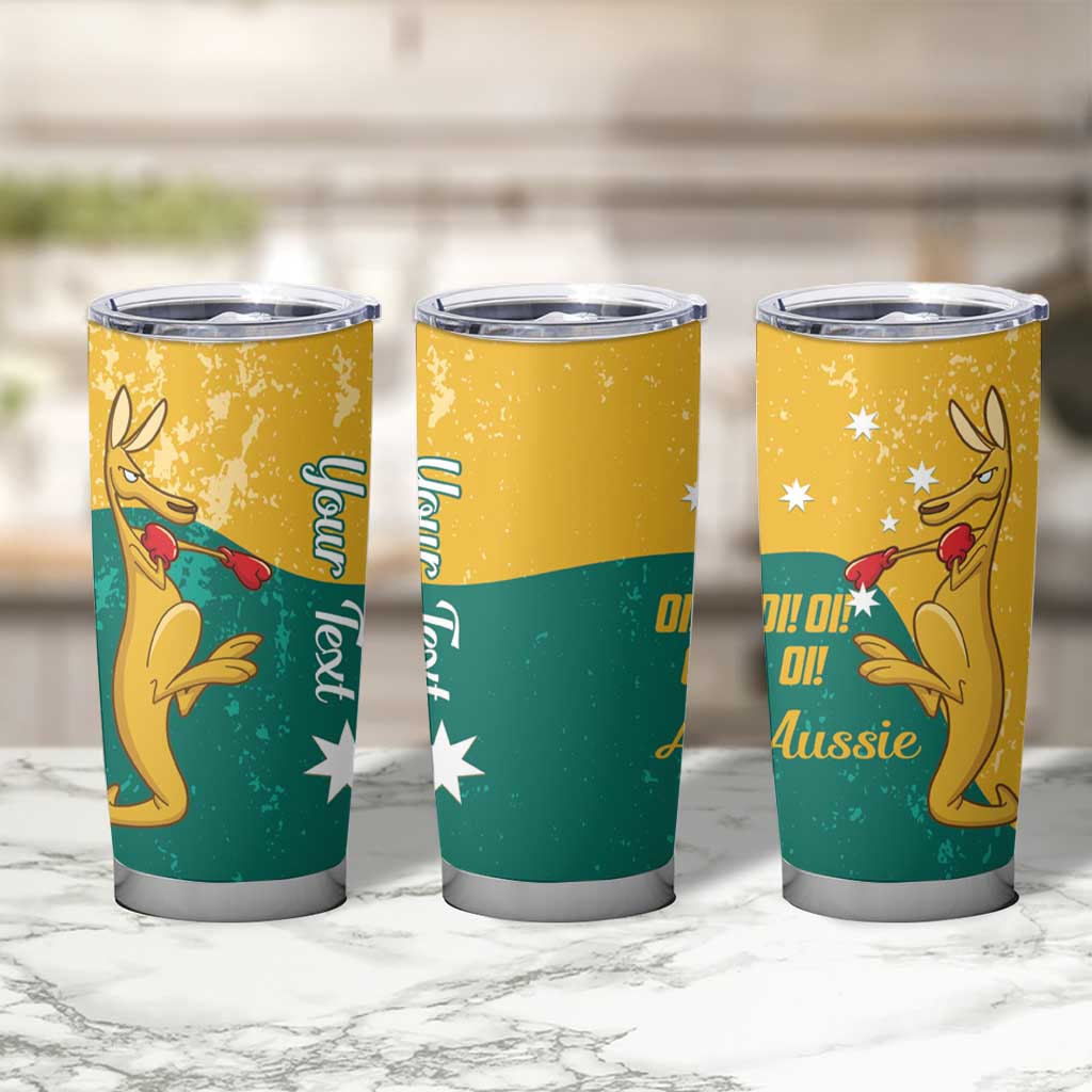 Personalised Boxing Kangaroo Tumbler Cup Aussie Oi Oi Oi Sporty National Color - Aussie Hoodie