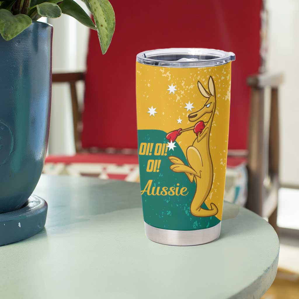Personalised Boxing Kangaroo Tumbler Cup Aussie Oi Oi Oi Sporty National Color - Aussie Hoodie