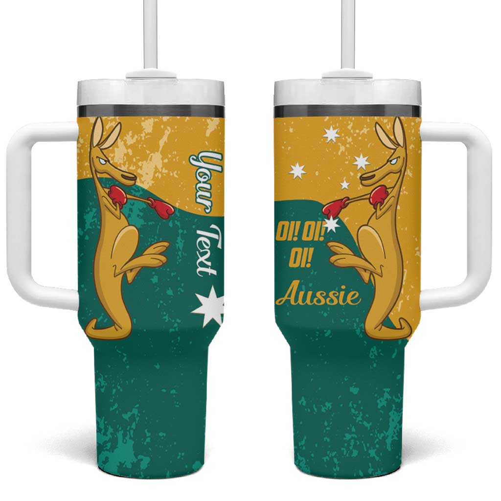 Personalised Boxing Kangaroo Tumbler With Handle Aussie Oi Oi Oi Sporty National Color - Aussie Hoodie