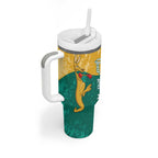 Personalised Boxing Kangaroo Tumbler With Handle Aussie Oi Oi Oi Sporty National Color - Aussie Hoodie