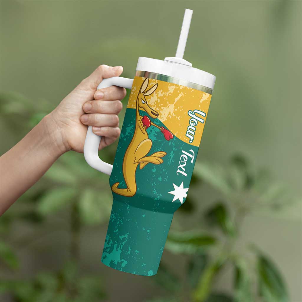 Personalised Boxing Kangaroo Tumbler With Handle Aussie Oi Oi Oi Sporty National Color - Aussie Hoodie