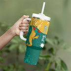 Personalised Boxing Kangaroo Tumbler With Handle Aussie Oi Oi Oi Sporty National Color - Aussie Hoodie