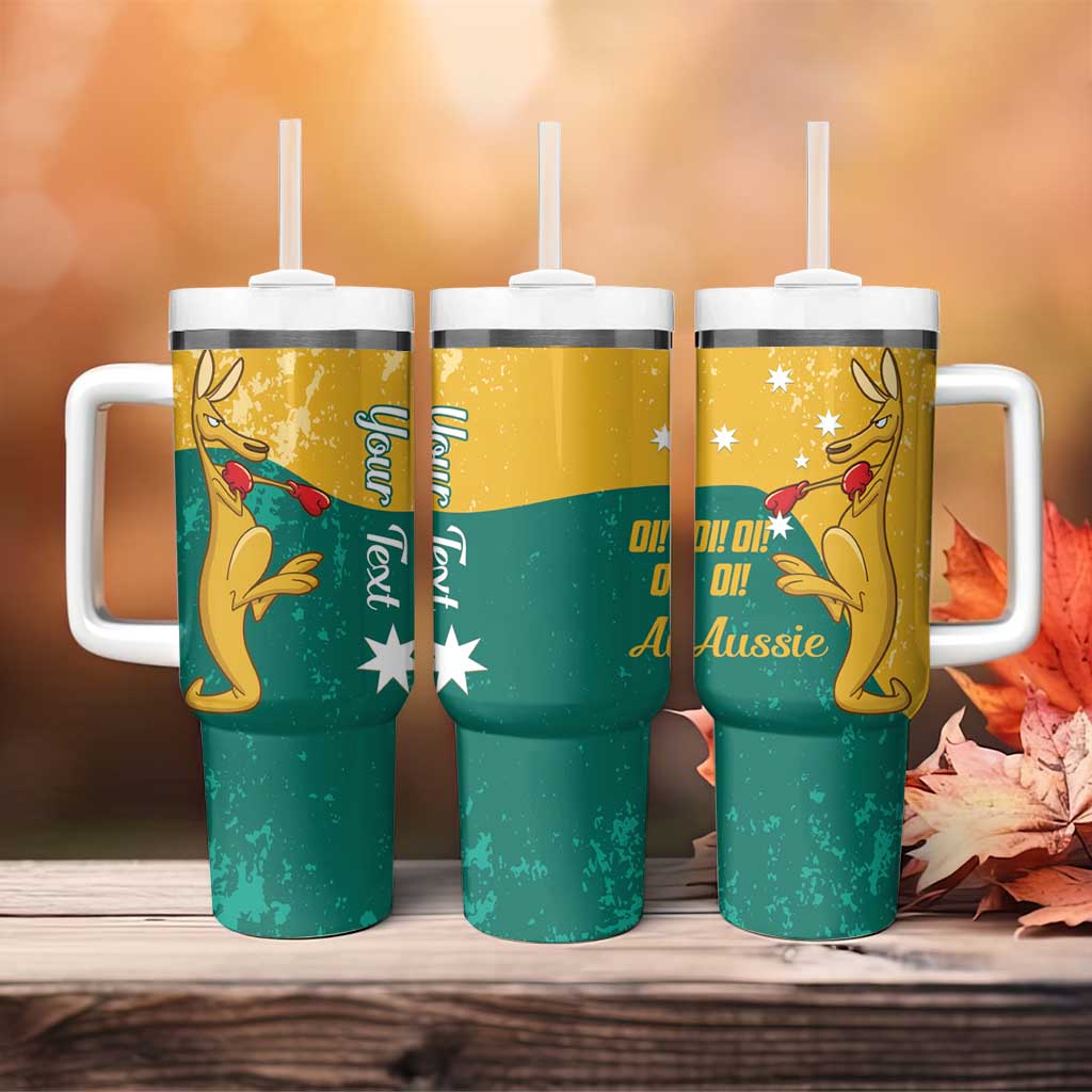 Personalised Boxing Kangaroo Tumbler With Handle Aussie Oi Oi Oi Sporty National Color - Aussie Hoodie