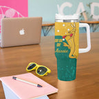 Personalised Boxing Kangaroo Tumbler With Handle Aussie Oi Oi Oi Sporty National Color - Aussie Hoodie
