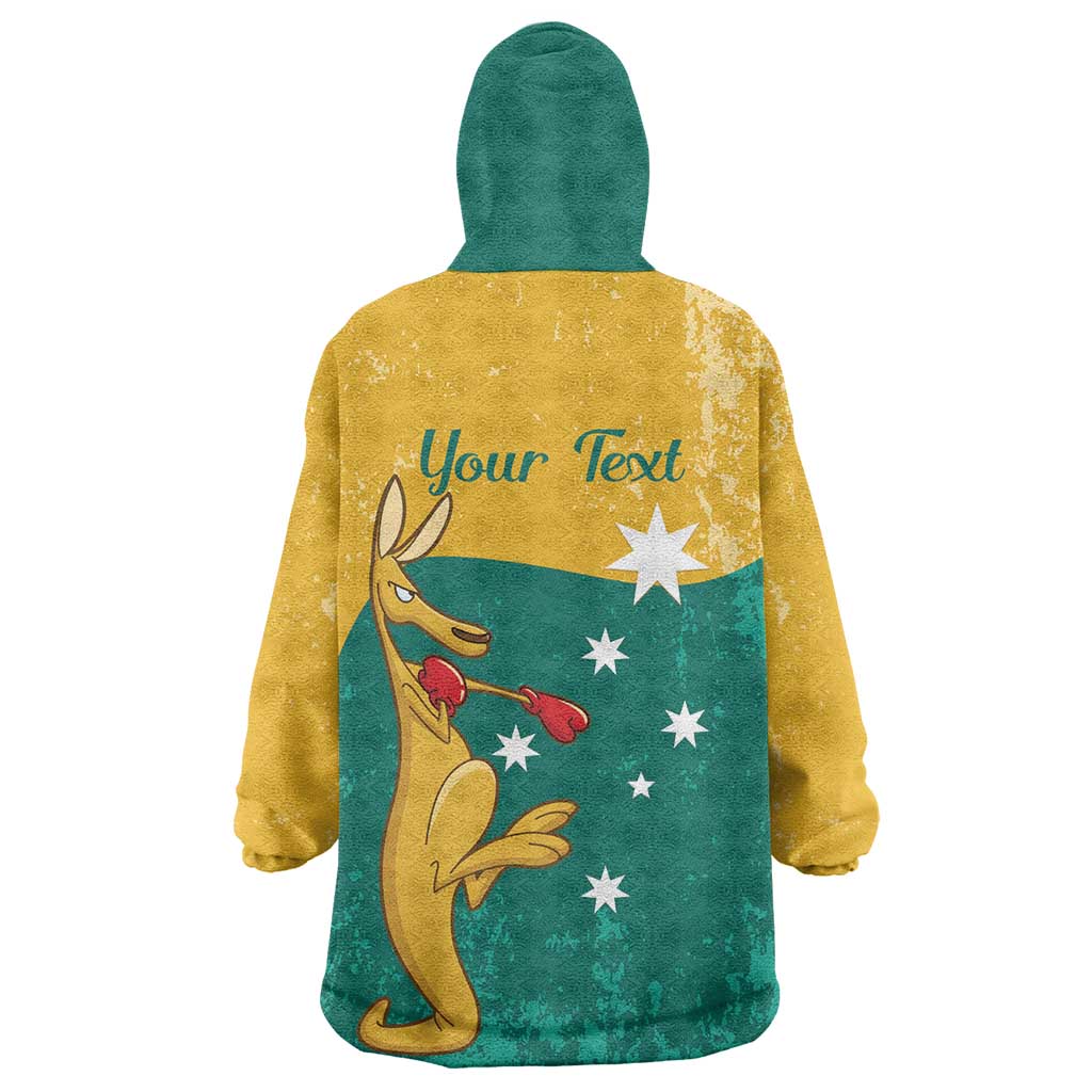 Personalised Boxing Kangaroo Wearable Blanket Hoodie Aussie Oi Oi Oi Sporty National Color - Aussie Hoodie