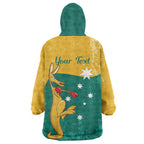 Personalised Boxing Kangaroo Wearable Blanket Hoodie Aussie Oi Oi Oi Sporty National Color - Aussie Hoodie