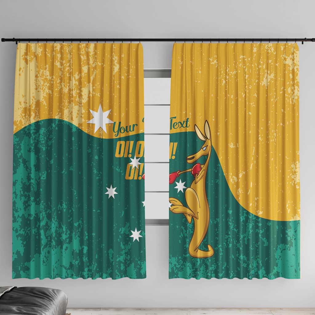 Personalised Boxing Kangaroo Window Curtain Aussie Oi Oi Oi Sporty National Color - Aussie Hoodie