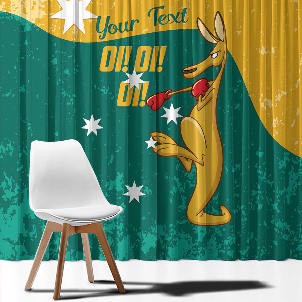 Personalised Boxing Kangaroo Window Curtain Aussie Oi Oi Oi Sporty National Color - Aussie Hoodie