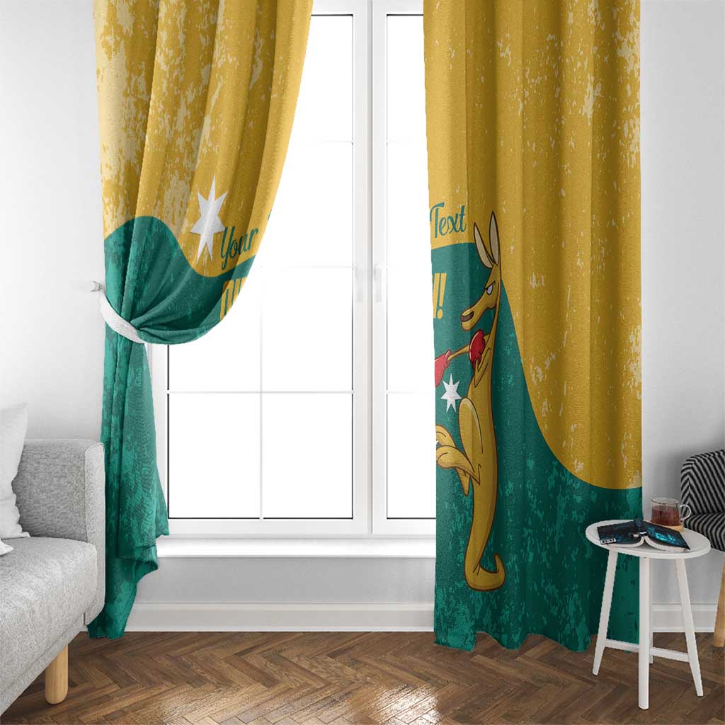 Personalised Boxing Kangaroo Window Curtain Aussie Oi Oi Oi Sporty National Color - Aussie Hoodie