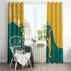 Personalised Boxing Kangaroo Window Curtain Aussie Oi Oi Oi Sporty National Color - Aussie Hoodie
