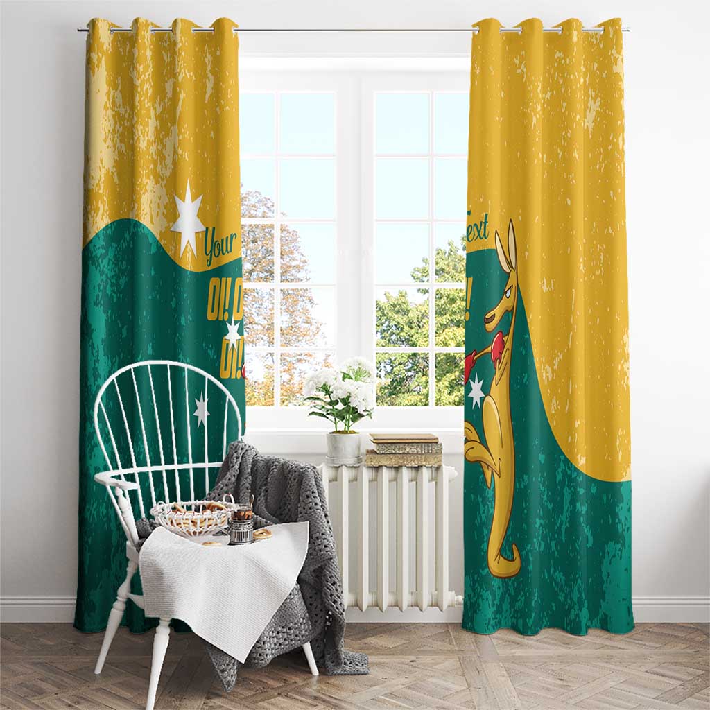 Personalised Boxing Kangaroo Window Curtain Aussie Oi Oi Oi Sporty National Color - Aussie Hoodie