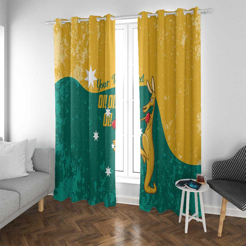Personalised Boxing Kangaroo Window Curtain Aussie Oi Oi Oi Sporty National Color - Aussie Hoodie