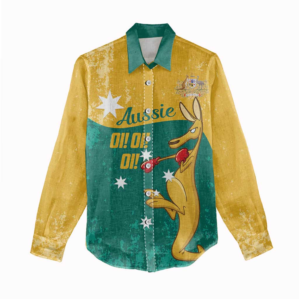 Personalised Boxing Kangaroo Women Casual Shirt Aussie Oi Oi Oi Sporty National Color - Aussie Hoodie