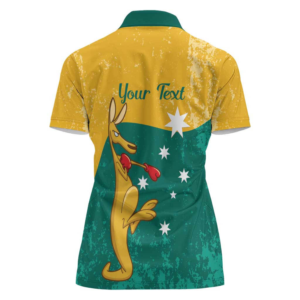 Personalised Boxing Kangaroo Women Polo Shirt Aussie Oi Oi Oi Sporty National Color - Aussie Hoodie