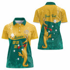 Personalised Boxing Kangaroo Women Polo Shirt Aussie Oi Oi Oi Sporty National Color - Aussie Hoodie