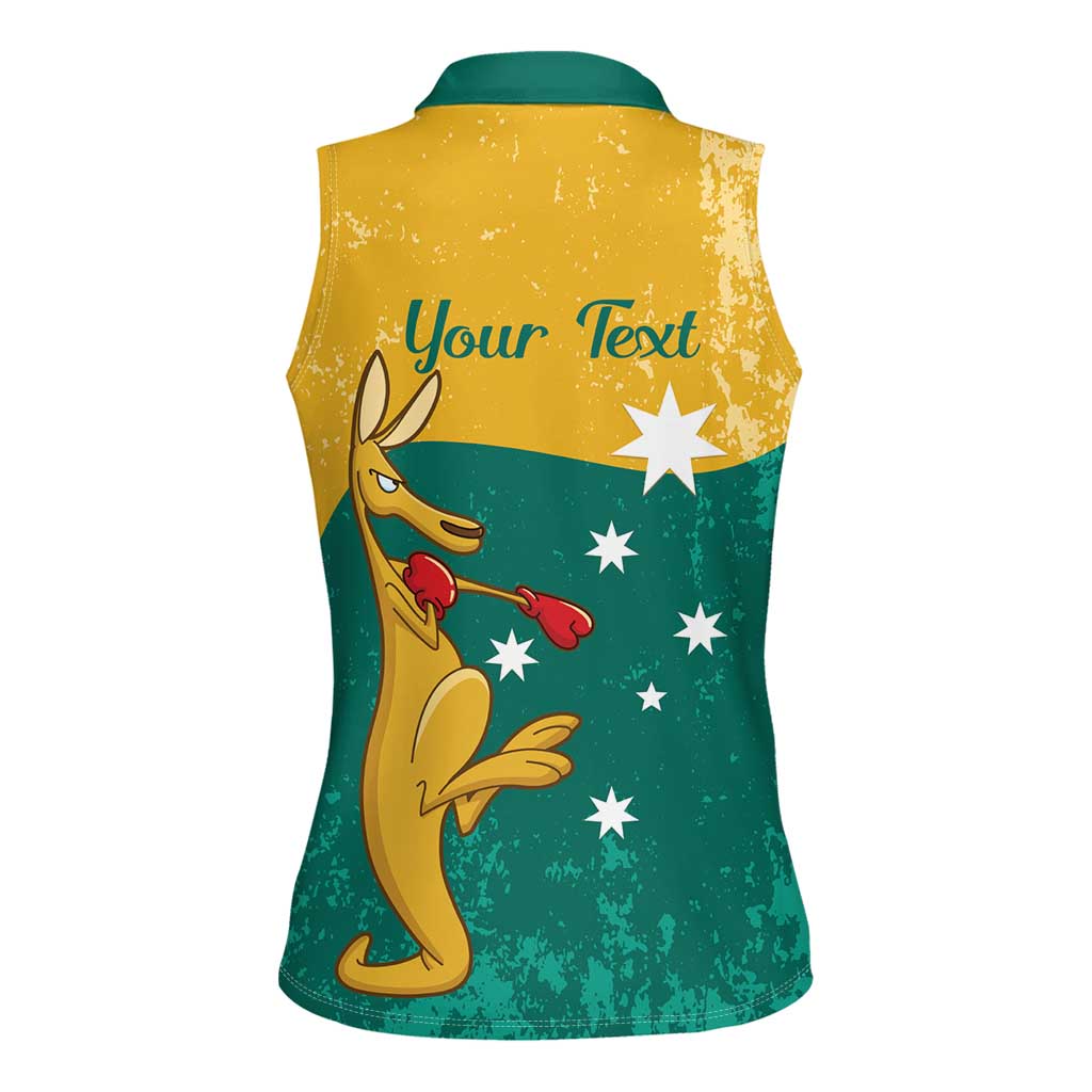 Personalised Boxing Kangaroo Women Sleeveless Polo Shirt Aussie Oi Oi Oi Sporty National Color - Aussie Hoodie
