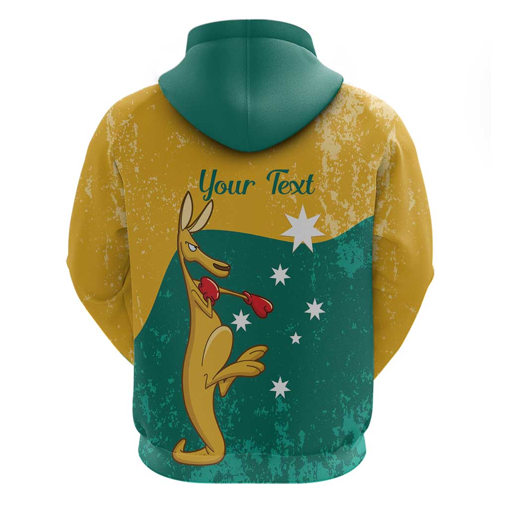 Personalised Boxing Kangaroo Zip Hoodie Aussie Oi Oi Oi Sporty National Color - Aussie Hoodie