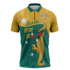 Personalised Boxing Kangaroo Zipper Polo Shirt Aussie Oi Oi Oi Sporty National Color - Aussie Hoodie