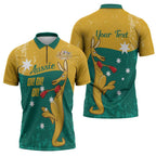 Personalised Boxing Kangaroo Zipper Polo Shirt Aussie Oi Oi Oi Sporty National Color - Aussie Hoodie
