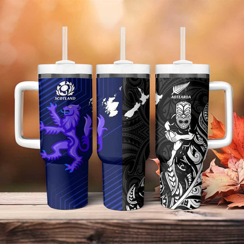 New Zealand and Scotland Rugby Tumbler With Handle All Black Maori With Thistle Together