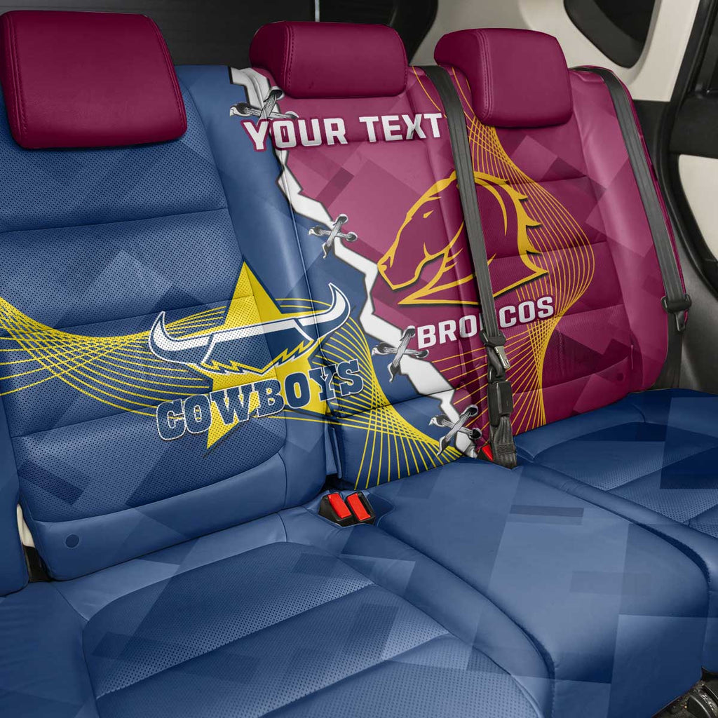 Custom Cowboys And Broncos Rugby Back Car Seat Cover Dynamic Style