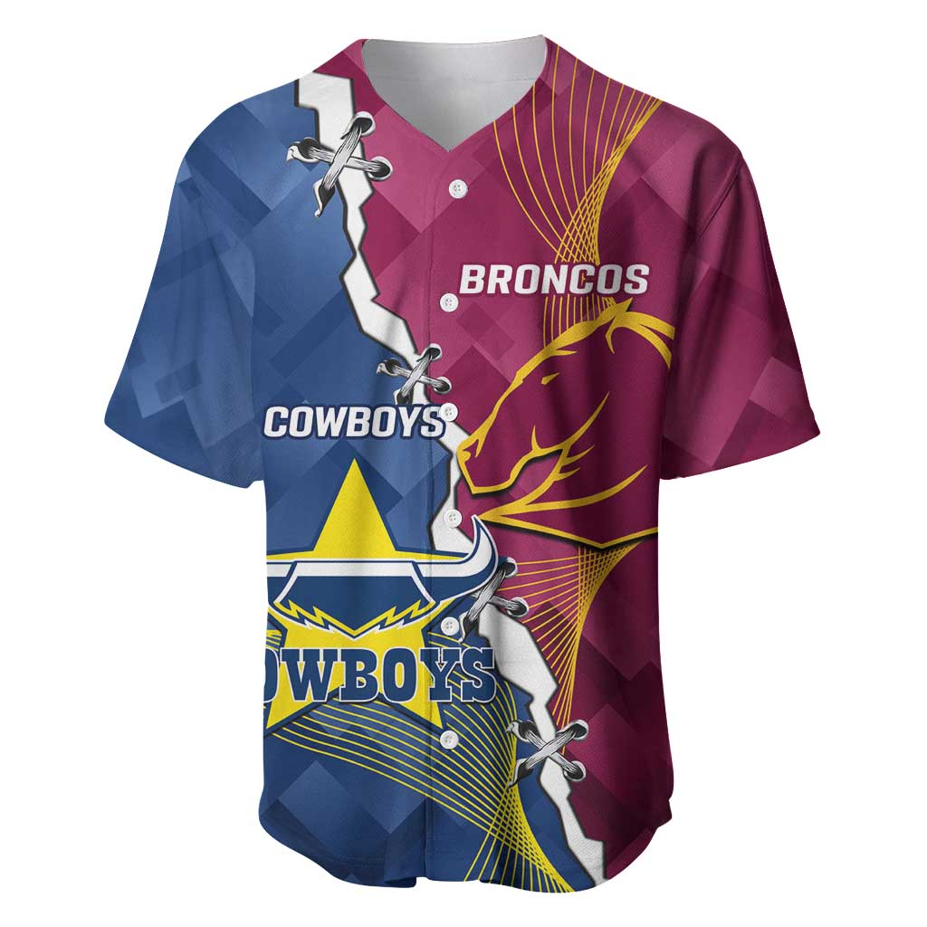 Custom Cowboys And Broncos Rugby Baseball Jersey Dynamic Style