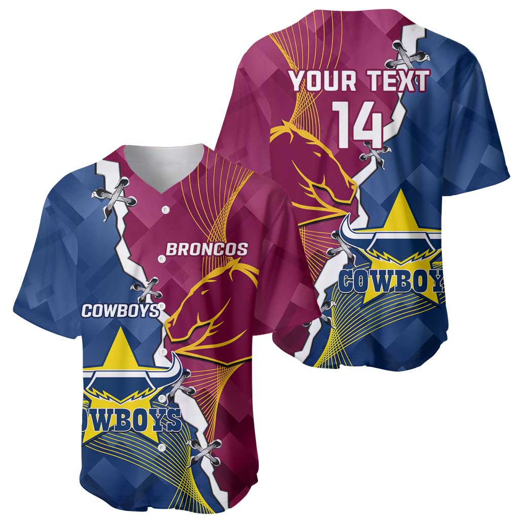Custom Cowboys And Broncos Rugby Baseball Jersey Dynamic Style
