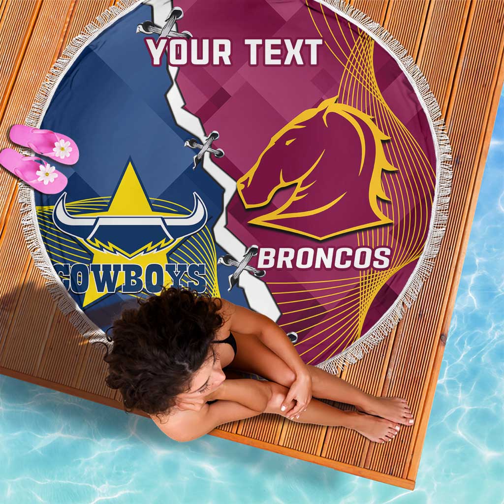 Custom Cowboys And Broncos Rugby Beach Blanket Dynamic Style