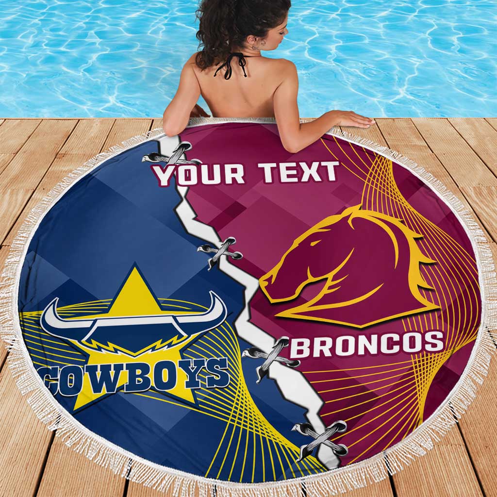 Custom Cowboys And Broncos Rugby Beach Blanket Dynamic Style
